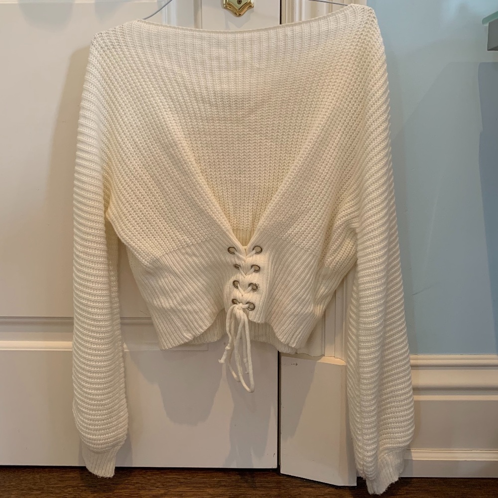 LF White Knit Sweater